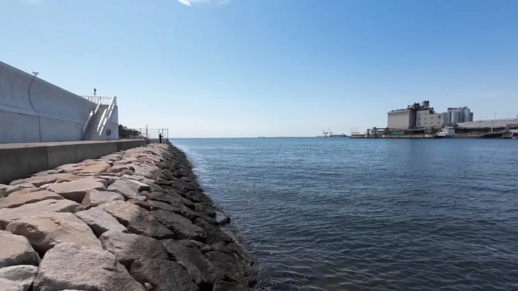 南芦屋浜西護岸南側の釣りポイントの南端