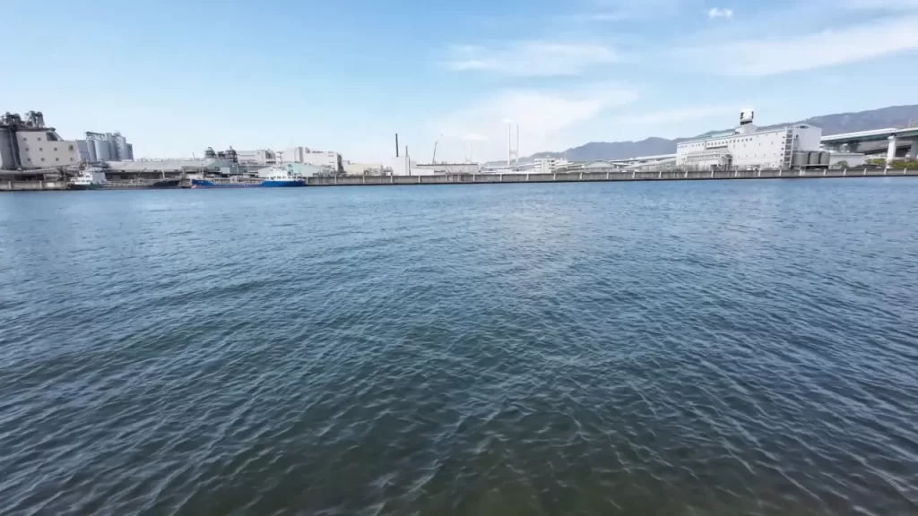 南芦屋浜西護岸南側の釣りポイントの対岸