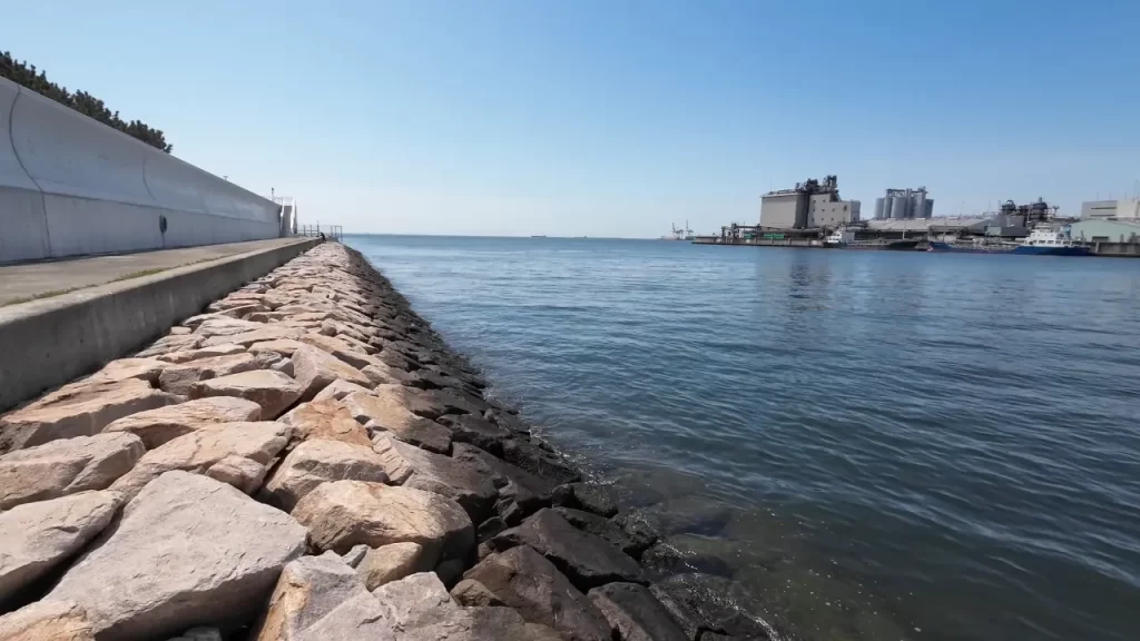 南芦屋浜西護岸中央南の釣りポイントの南方向