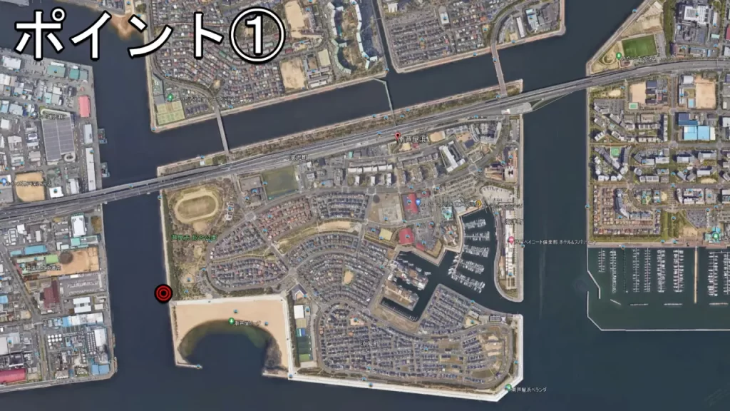 南芦屋浜西護岸南端の釣りポイント