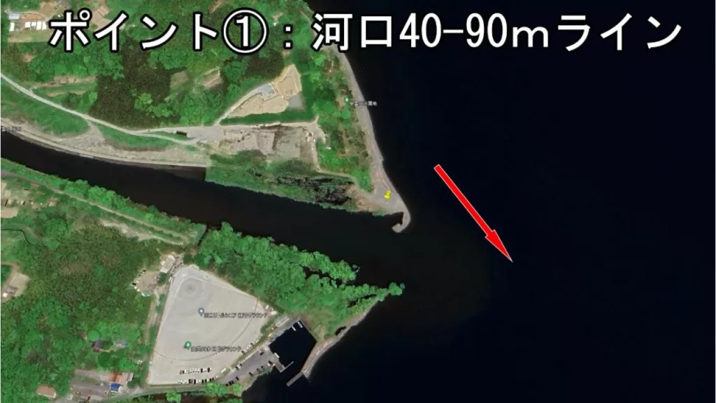 琵琶湖の安曇川北流河口40-90ｍラインのバス釣りのポイント